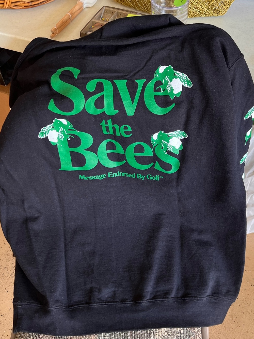 Tyler The Creator “Save the Bees” Black Graphic Sweatshirt with Green Print